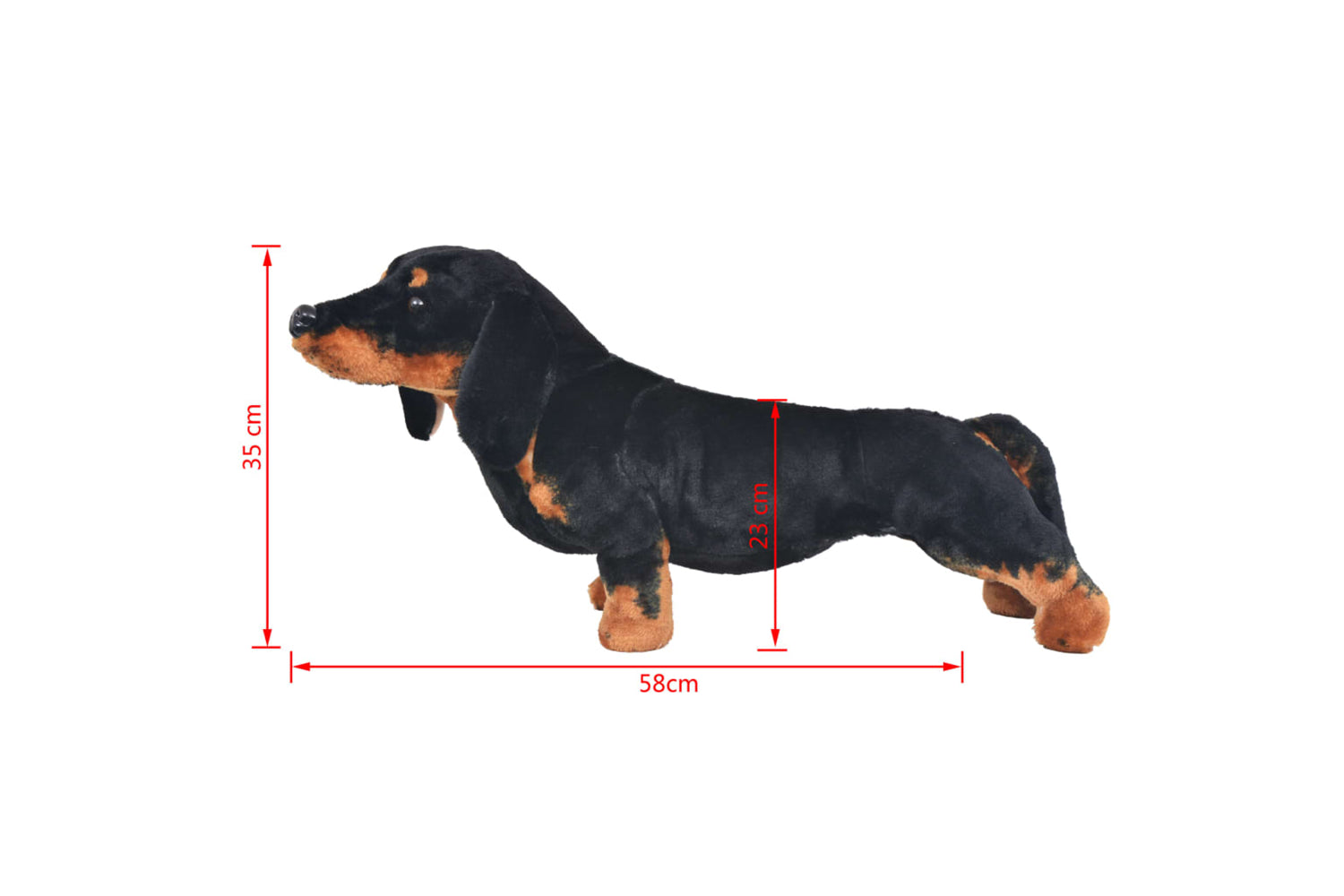 vidaXL 91333 Standing Plush Toy Dachshund Dog Black Xxl-5