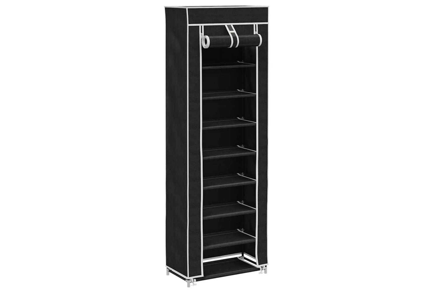 vidaXL 240491 Fabric Shoe Cabinet With Cover 162 X 57 X 29cm Black-2