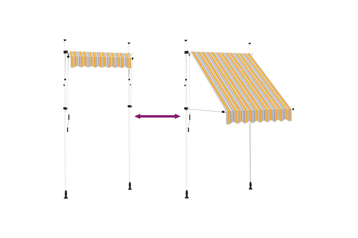vidaXL 43225 Manual Retractable Awning 150cm Yellow And Blue Stripes-5