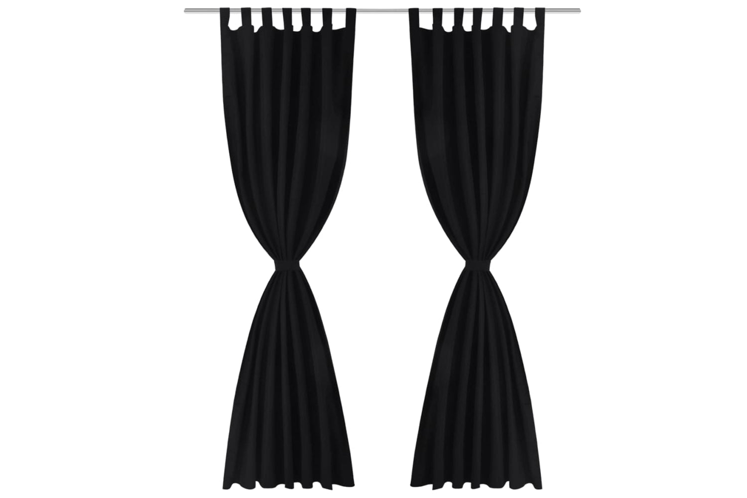 vidaXL 130354 2 Pcs Black Micro-satin Curtains With Loops 140 X 225cm-2