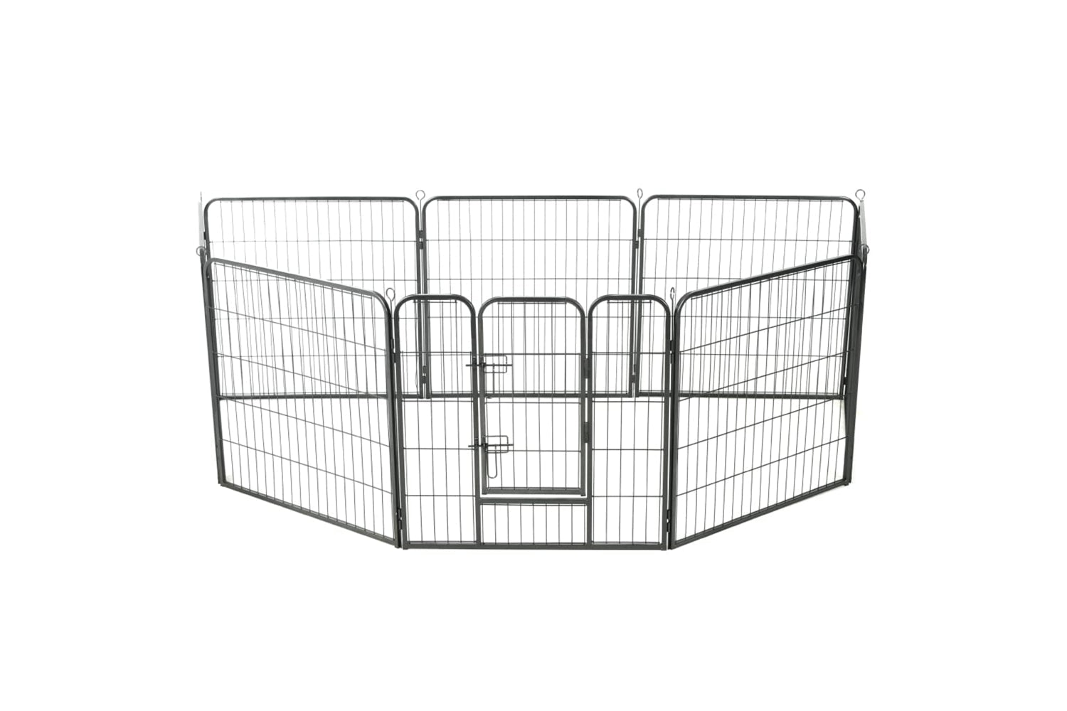 vidaXL 170571 Dog Playpen 8 Panels Steel 80x80cm Black-2