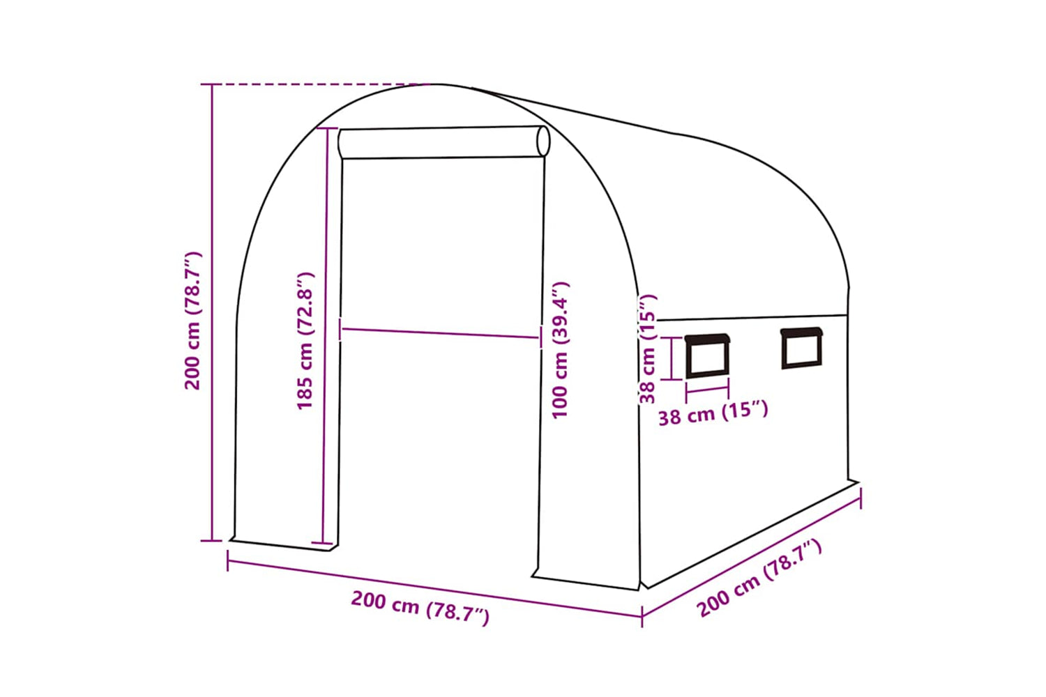 vidaXL 316447 Greenhouse Replacement Cover (4 mÂ²) 200x200x200cm Green-5