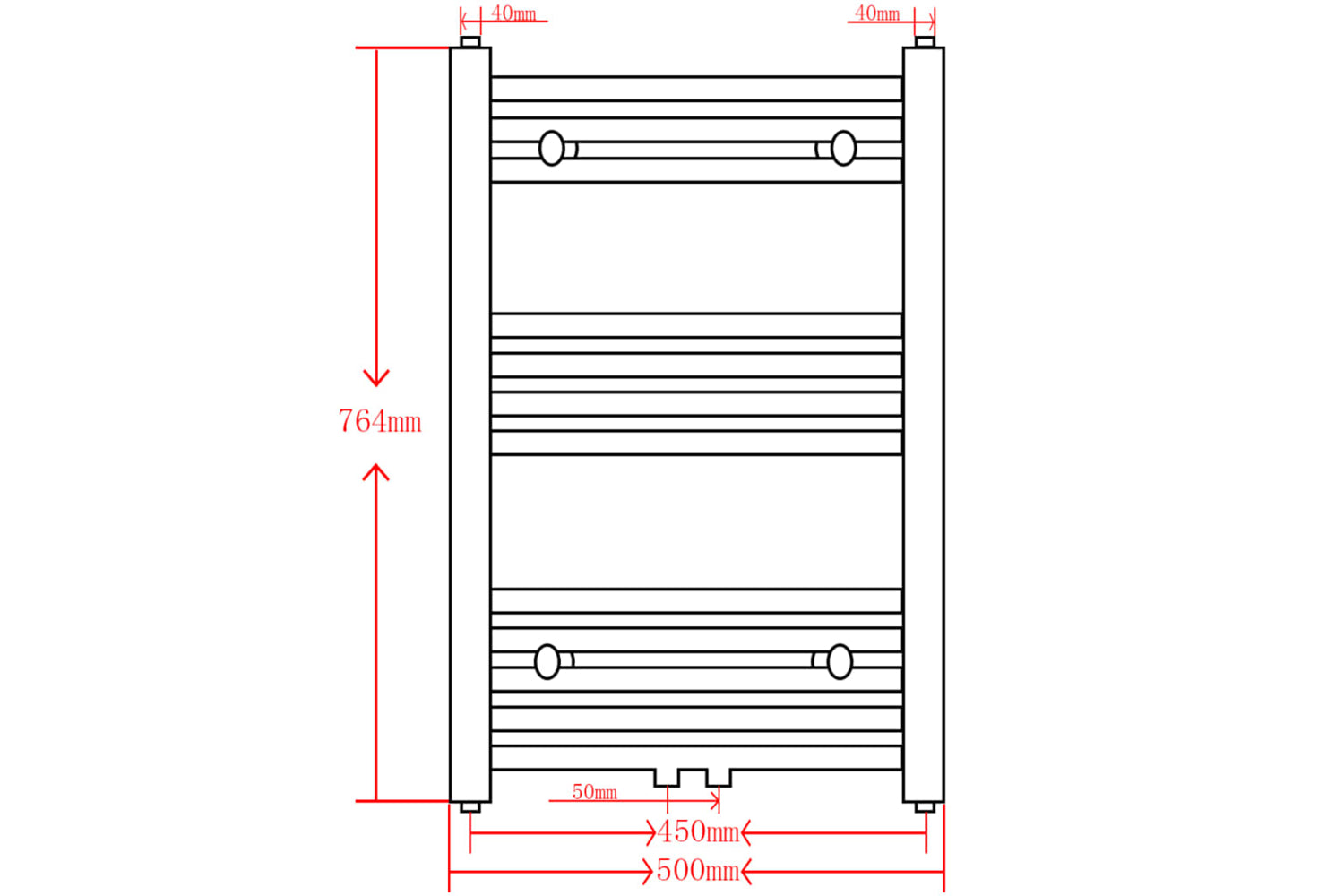 vidaXL 141913 Bathroom Heating Towel Rail Radiator Curve 500x764mm Black-9