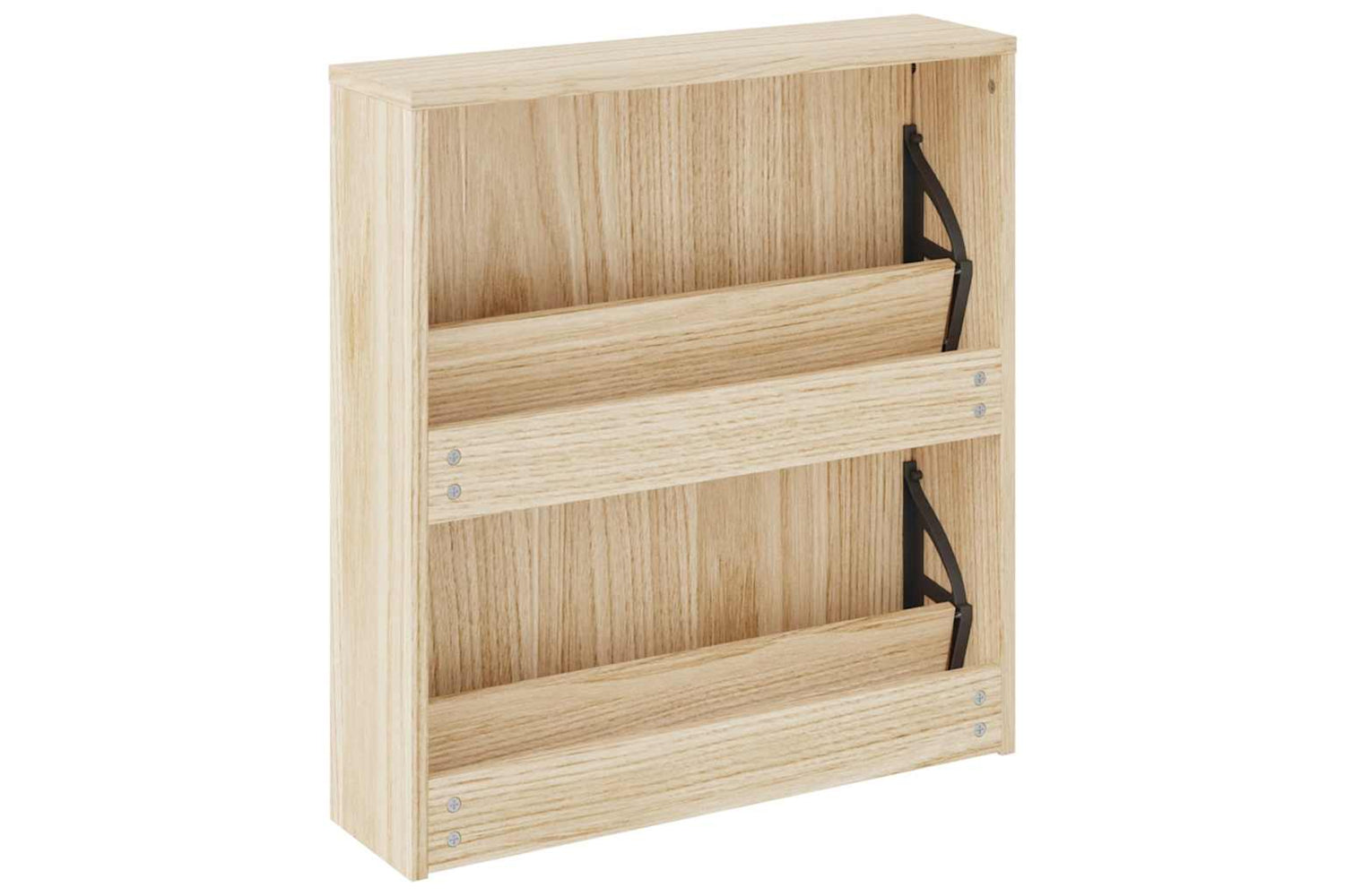 vidaXL 243045 Shoe Cabinet 2-layer Mirror Oak 63x17x67cm-5