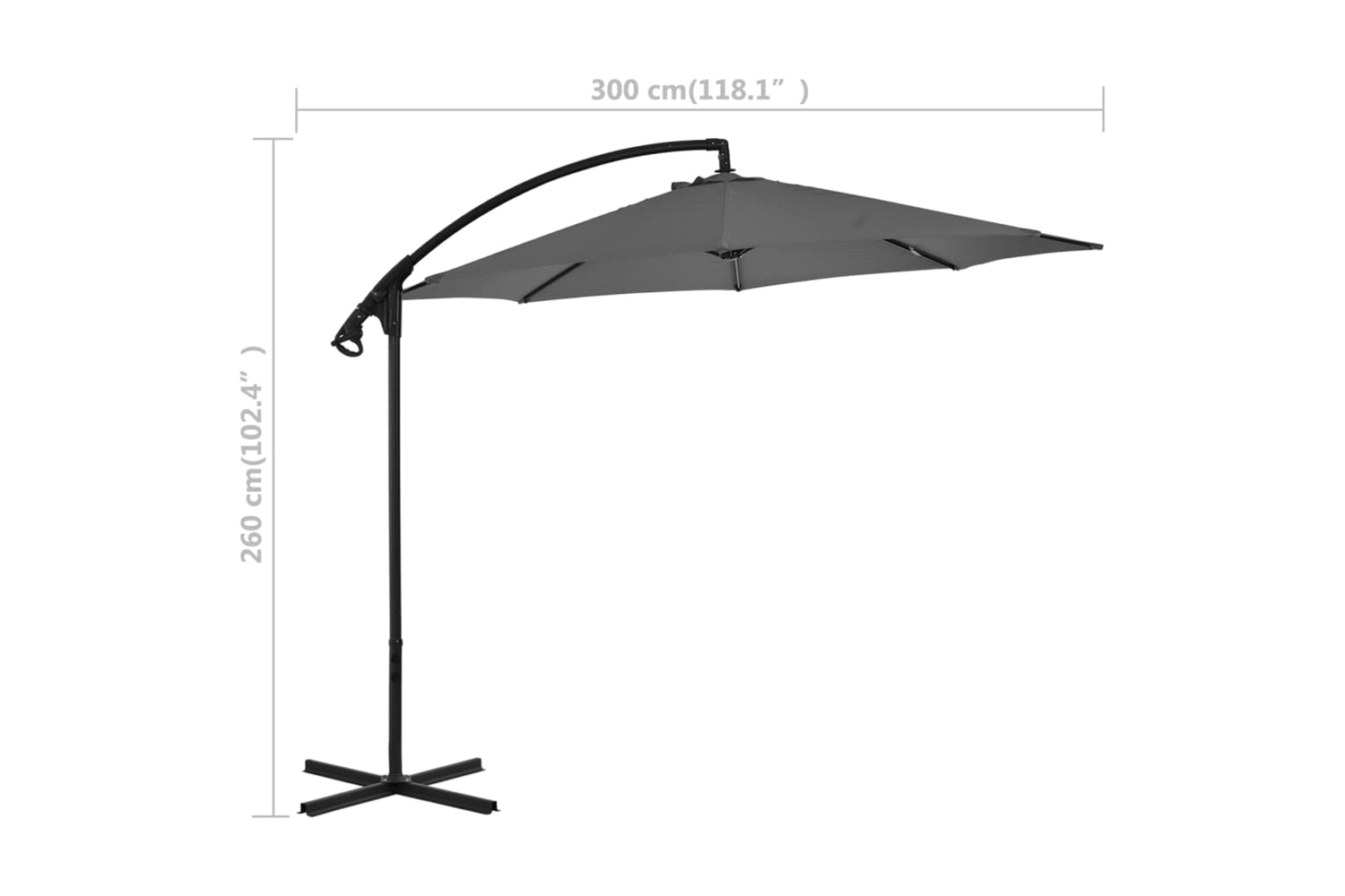 vidaXL 44875 Cantilever Umbrella With Steel Pole 300cm Anthracite-8