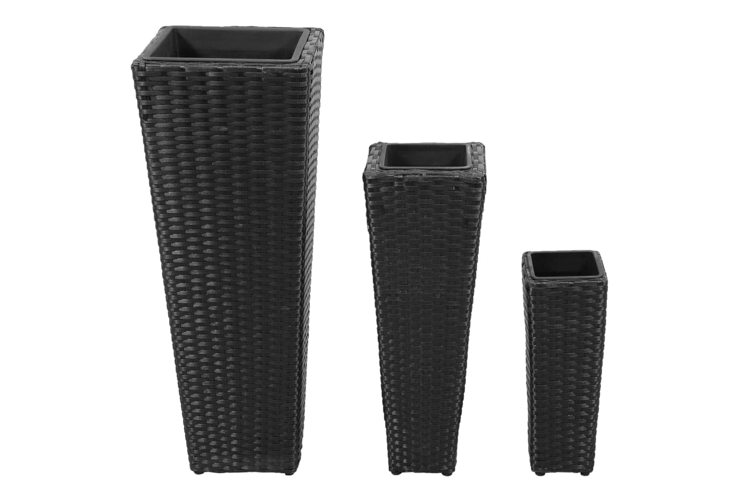 Vidaxl 40534 Garden Raised Beds 3 Pcs Poly Rattan Black-2