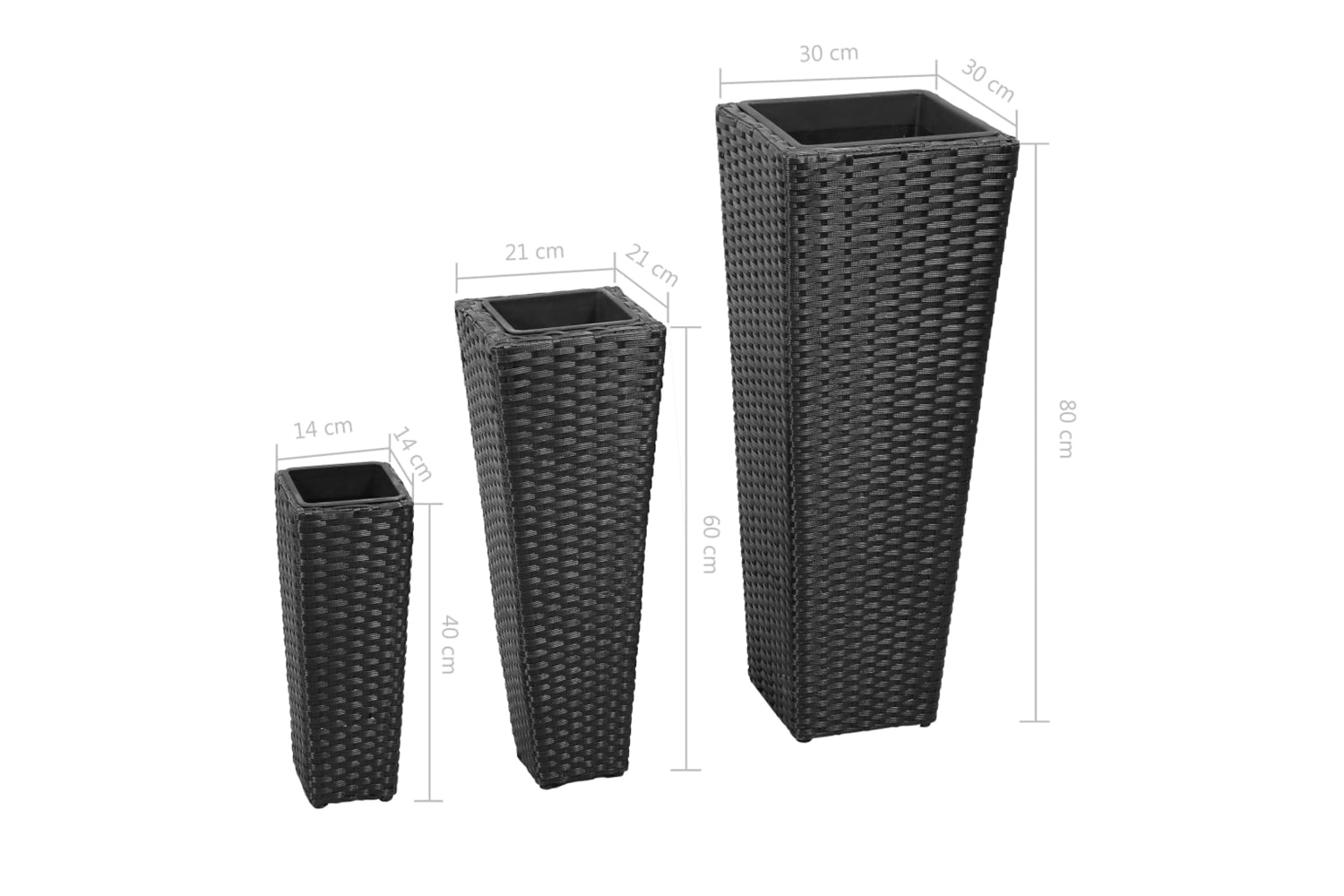 Vidaxl 40534 Garden Raised Beds 3 Pcs Poly Rattan Black-8