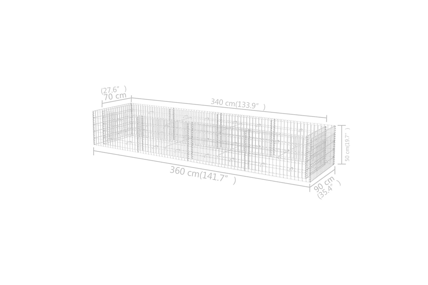 vidaXL 142555 Gabion Raised Bed Steel 360x90x50cm-6