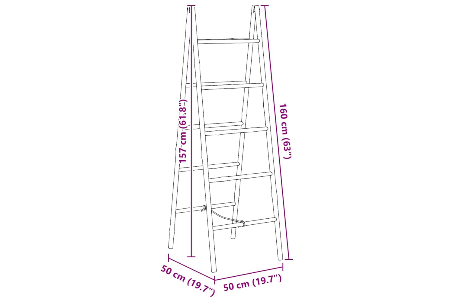 vidaXL 243714 Double Towel Ladder With 5 Rungs Bamboo 50x160cm-8