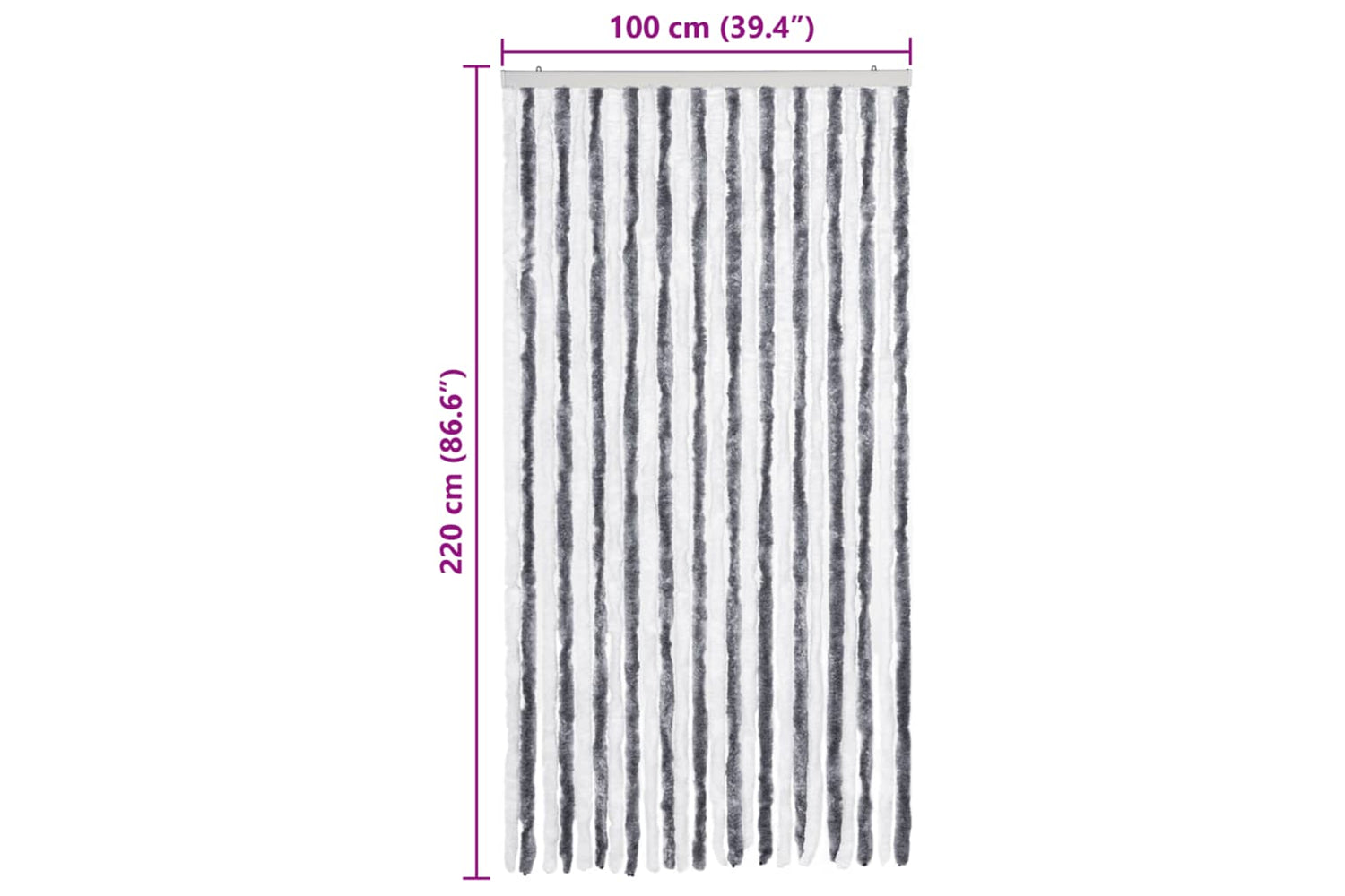 vidaXL Insect Curtain Grey And White 100x220cm Chenille-6