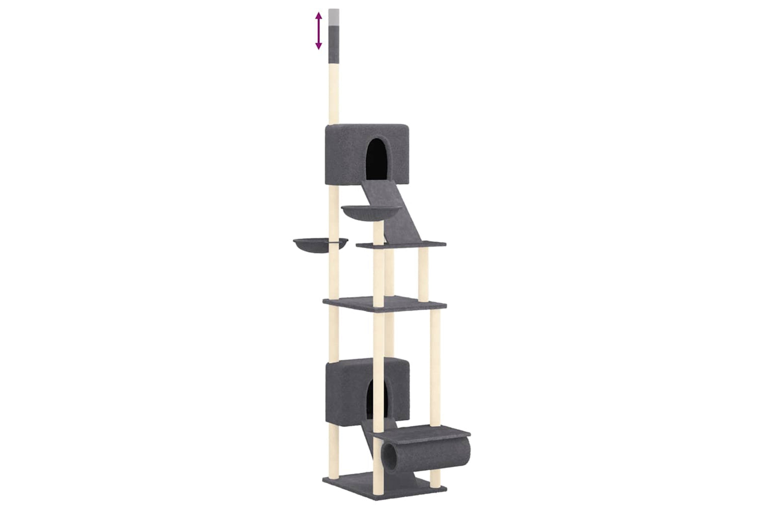 vidaXL 171614 Floor To Ceiling Cat Tree Dark Grey 277-303cm-5