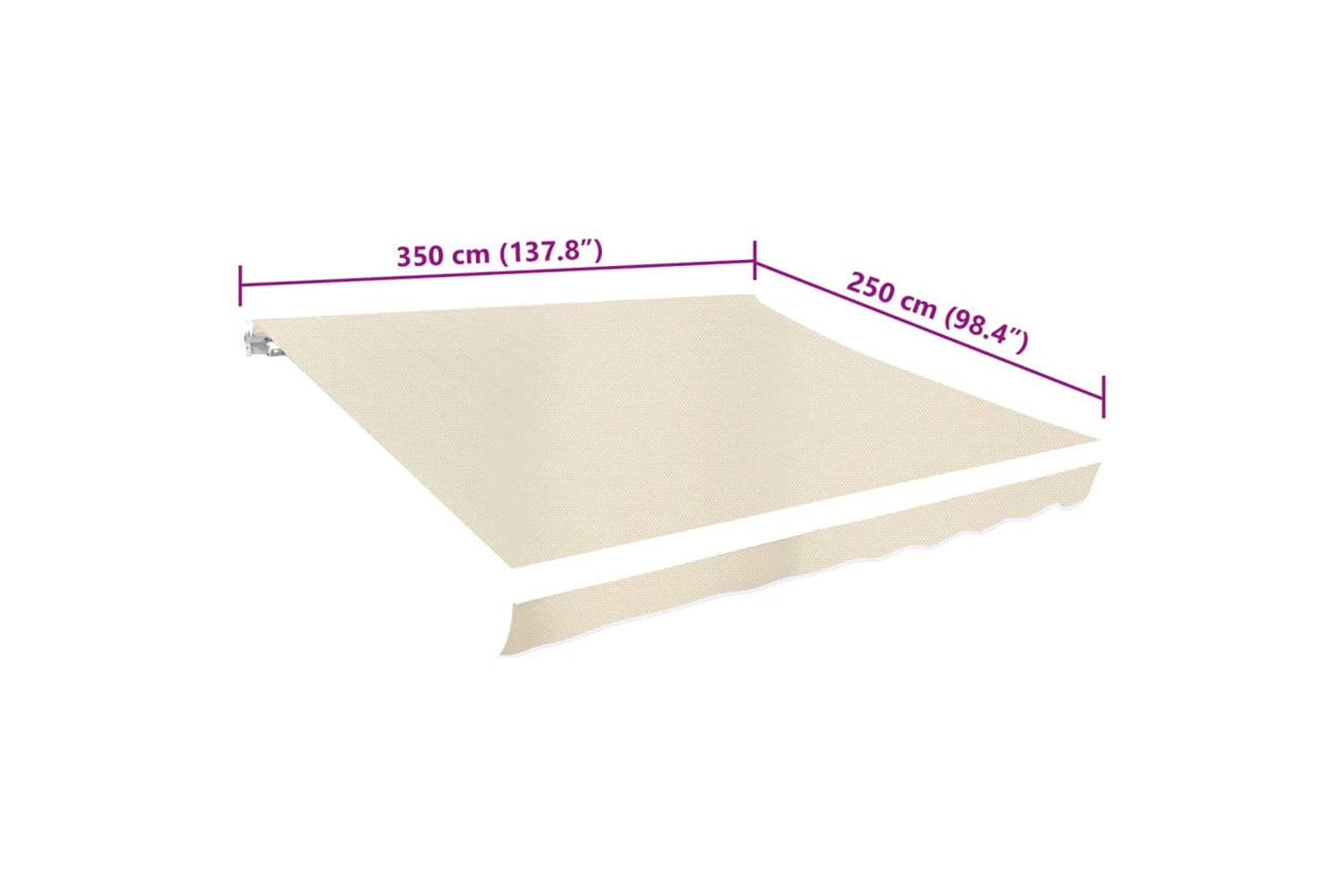 vidaXL 143702 Awning Top Sunshade Canvas Cream 350x250cm-4