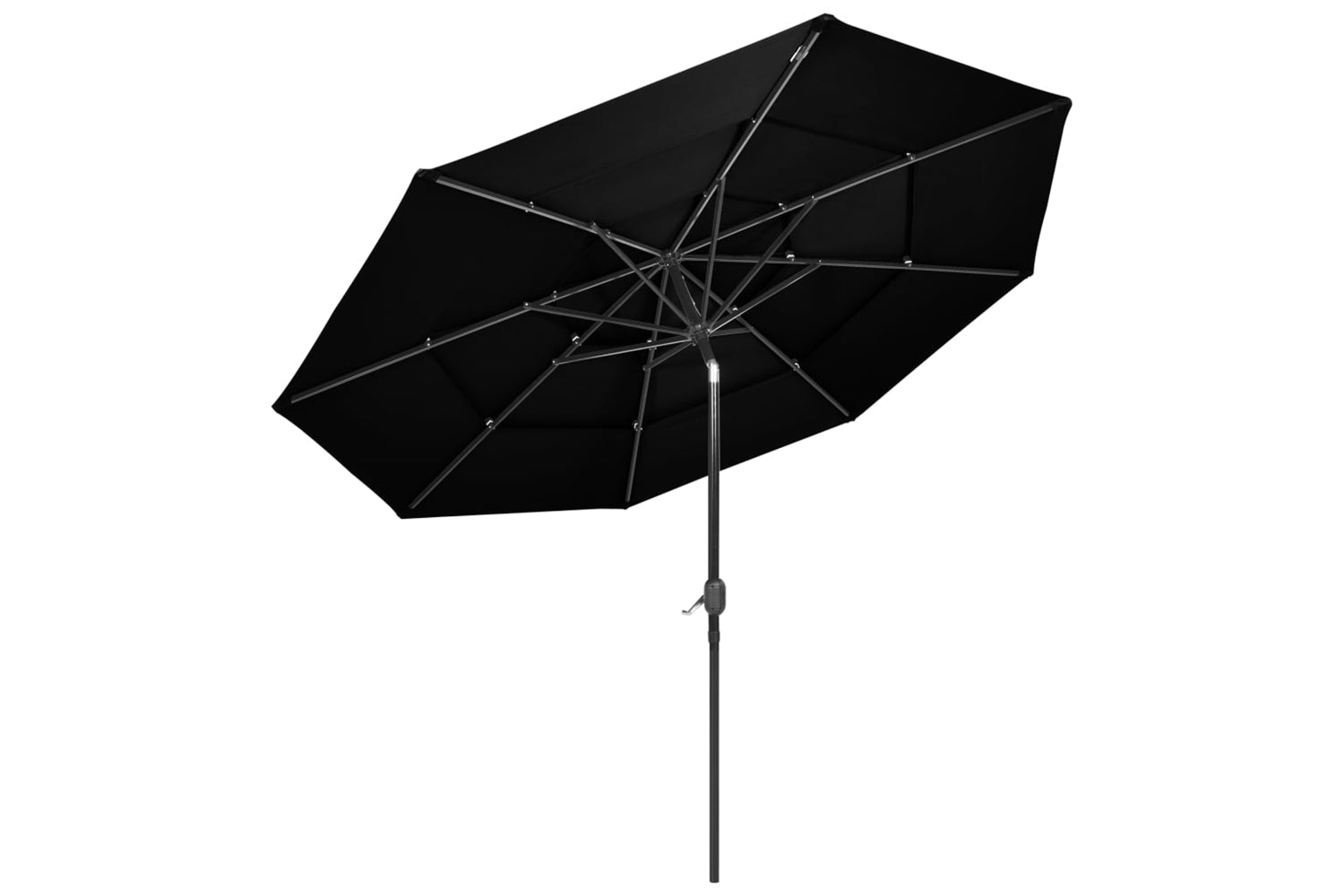 Vidaxl 313874 3-tier Parasol With Aluminium Pole Black 3 M-3