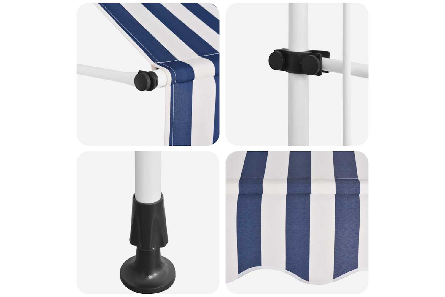 vidaXL 43221 Manual Retractable Awning 250cm Blue And White Stripes-6