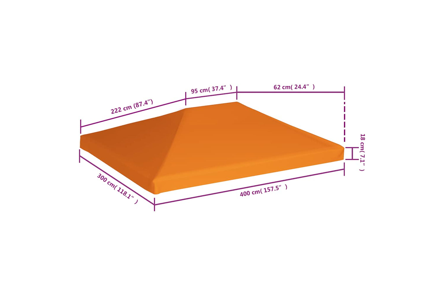 Vidaxl Gazebo Top Cover 310 G/m2 4x3 M Orange-6