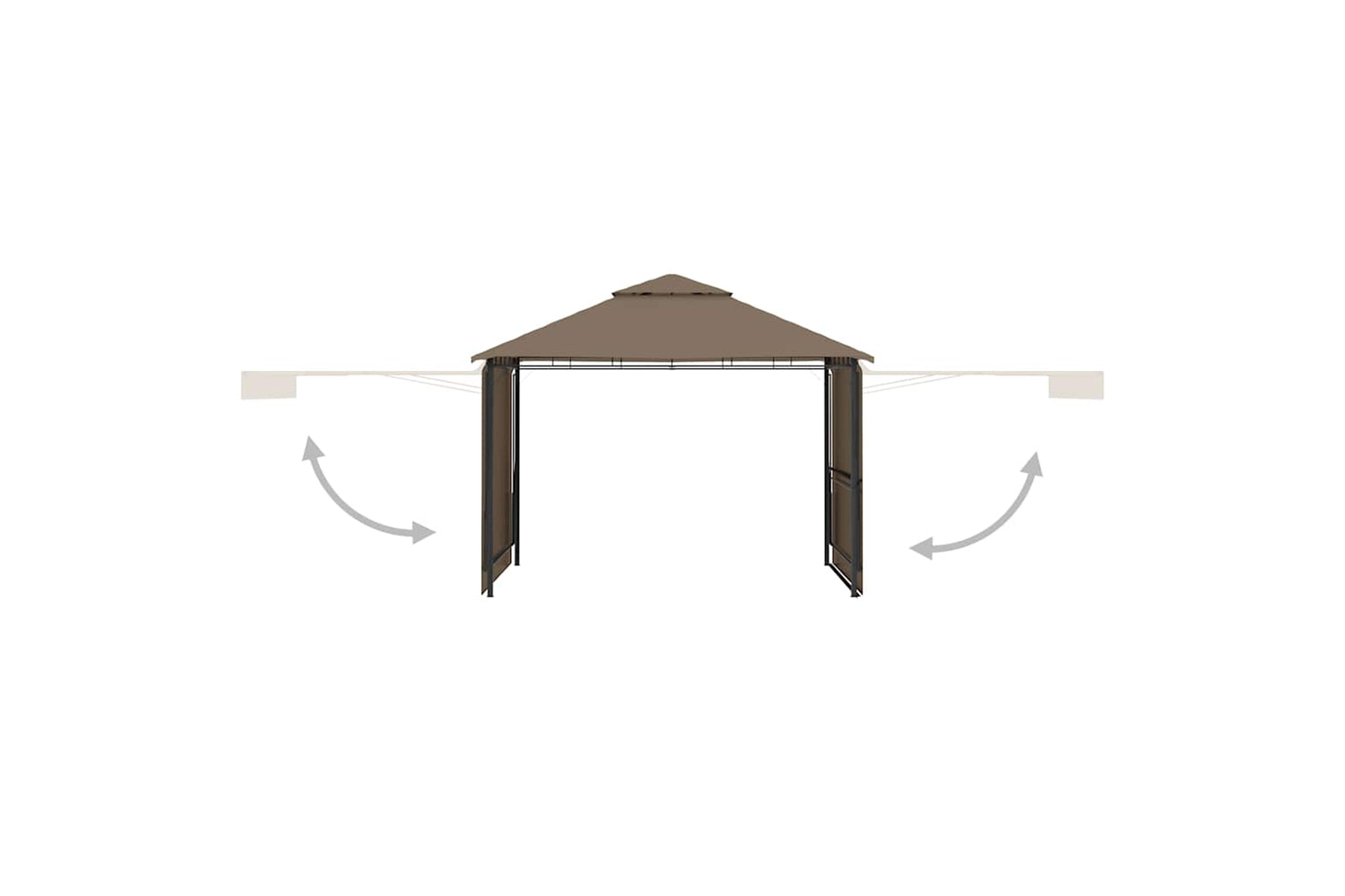 Vidaxl 312268 Gazebo With Double Extending Roofs 3x3x2.75 M Taupe 180g/mâ²-3