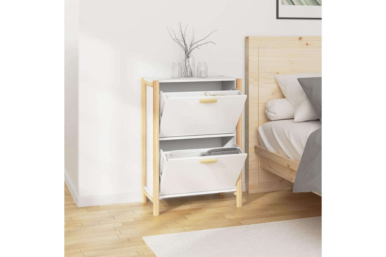 vidaXL 345684 Shoe Cabinet White 57.5x33x80cm Engineered Wood-3