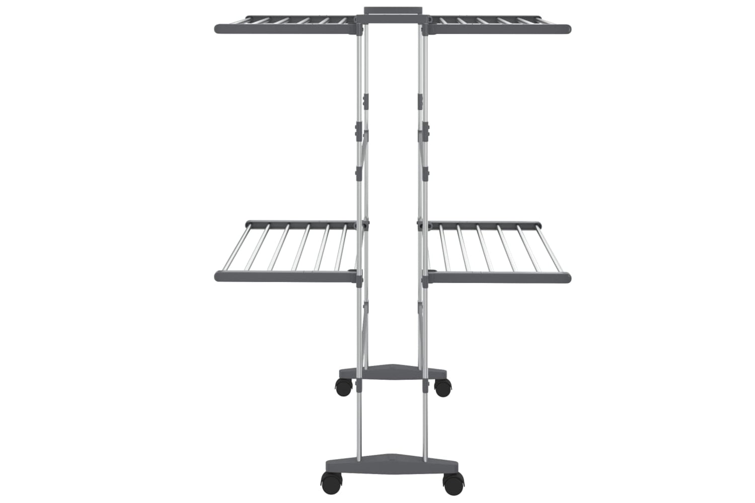 vidaXL 344377 2-tier Laundry Drying Rack With Wheels Silver 60x70x106cm-3