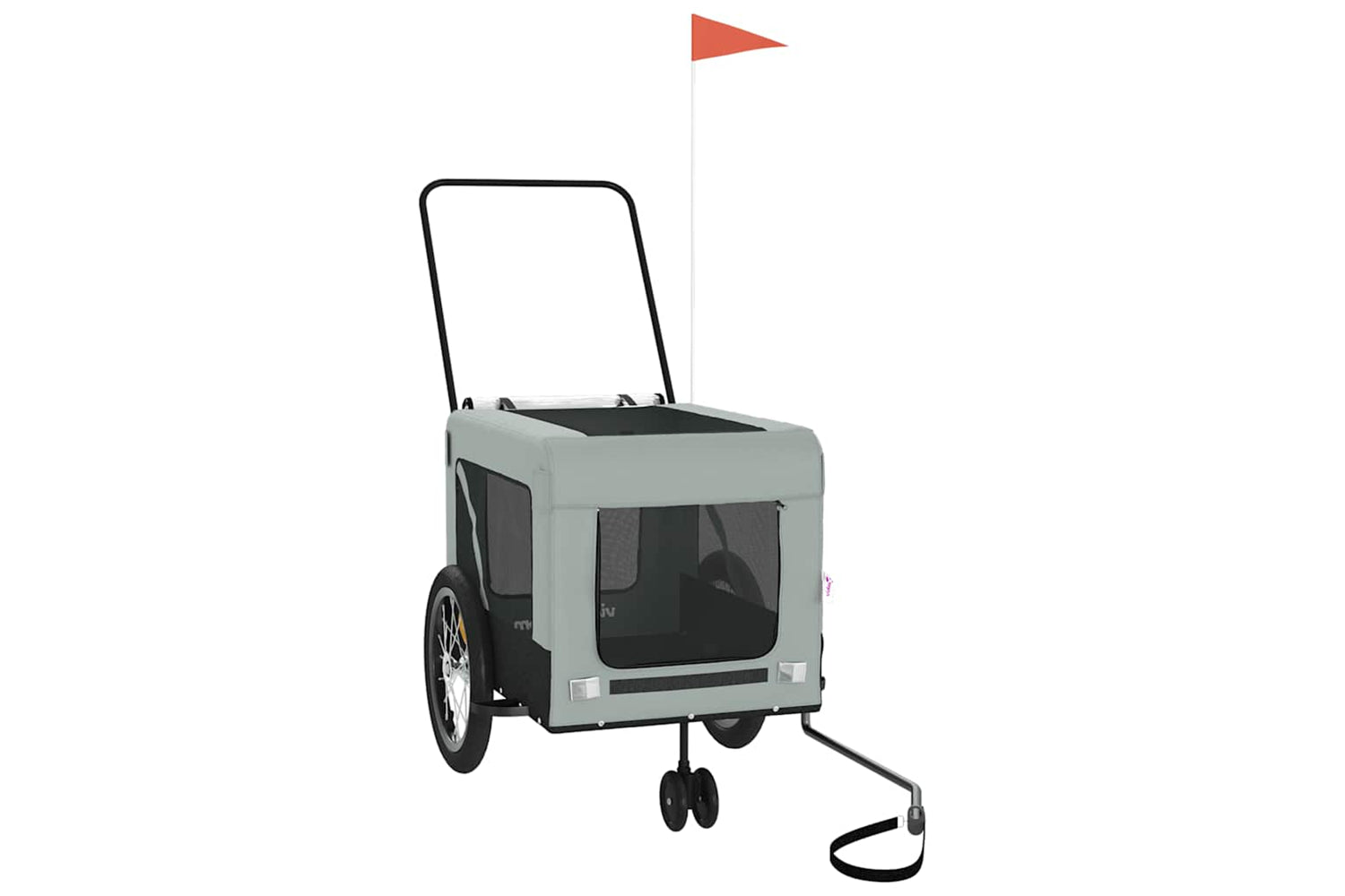 Vidaxl 93937 Pet Bike Trailer Grey And Black Oxford Fabric And Iron-3