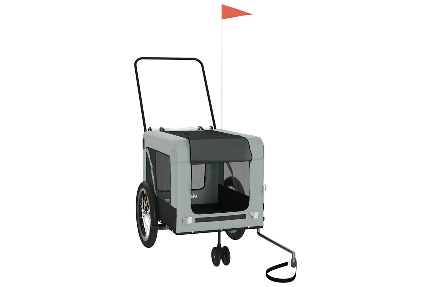 Vidaxl 93937 Pet Bike Trailer Grey And Black Oxford Fabric And Iron-2