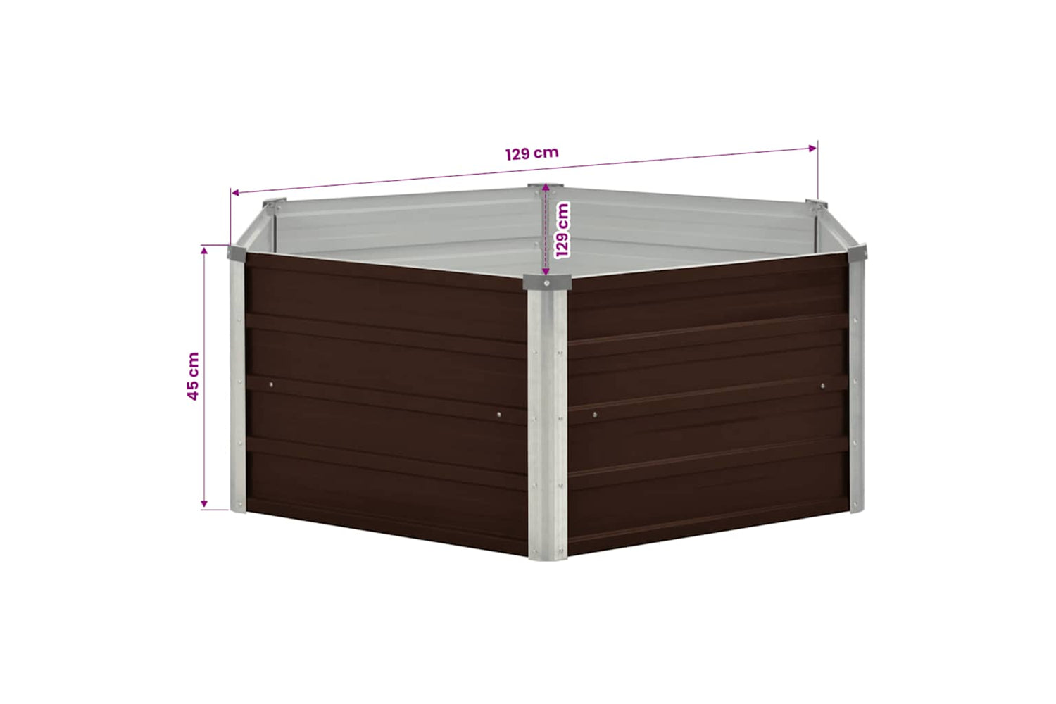 Vidaxl Raised Garden Bed Brown 129x129x46 Cm Galvanised Steel-6