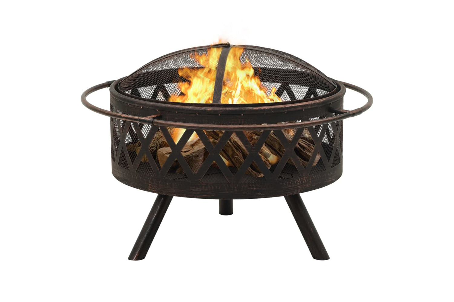 vidaXL 311885 Rustic Fire Pit With Poker 76cm Xxl Steel-3