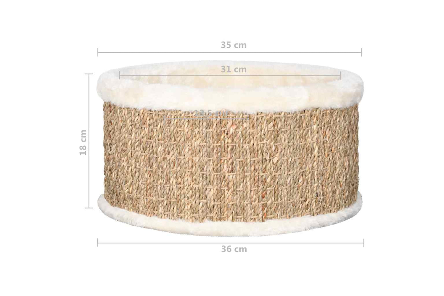 Vidaxl Round Cat Basket 36 Cm Seagrass-6