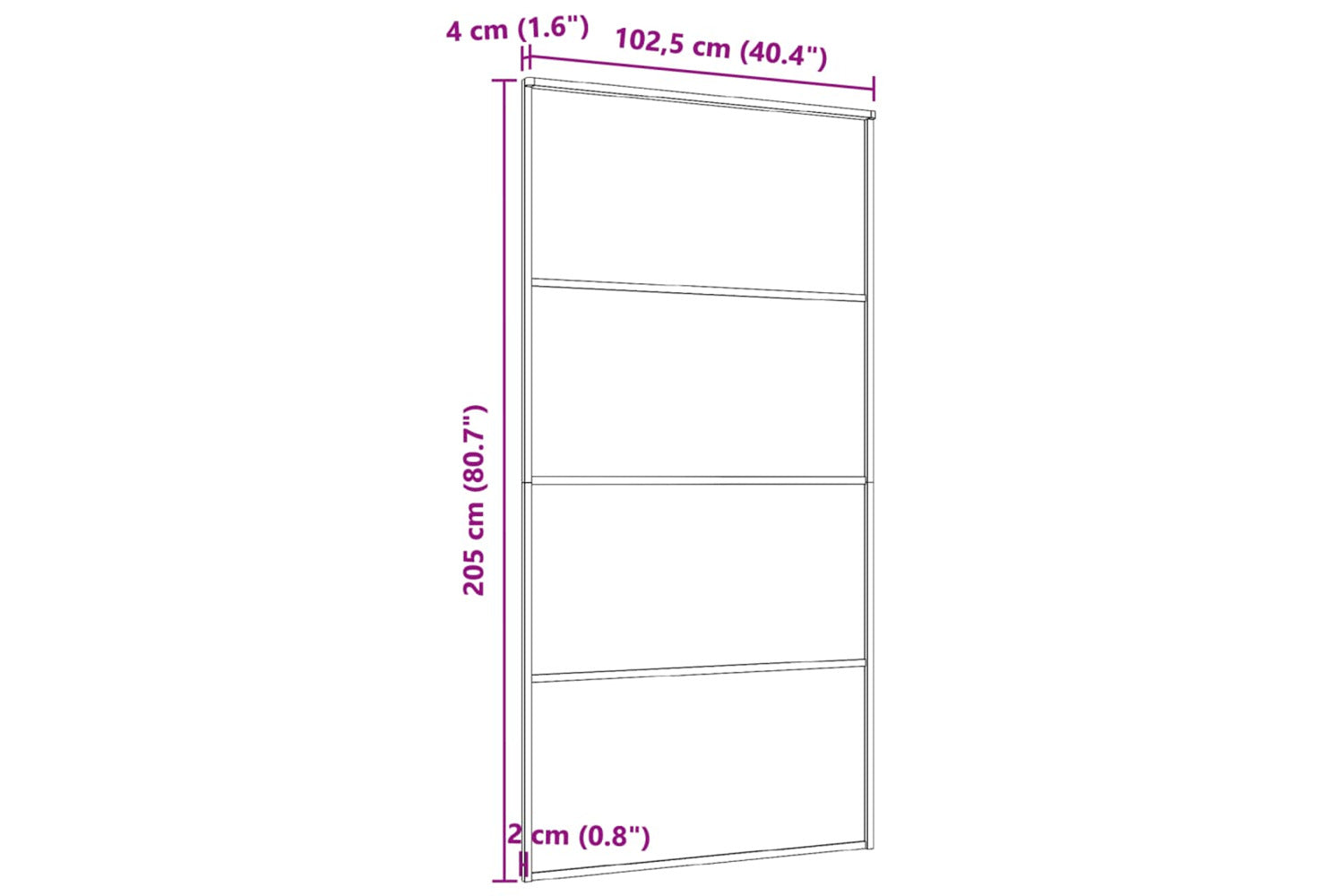 Vidaxl Sliding Door Aluminium And Esg Glass 102.5x205 Cm Black-4