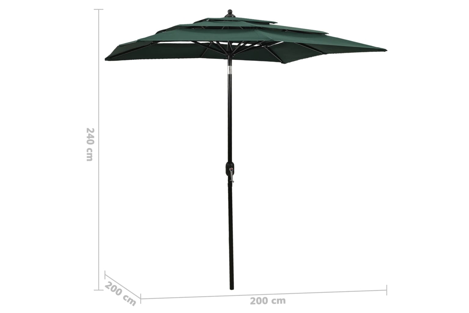 Vidaxl 313845 3-tier Parasol With Aluminium Pole Green 2x2 M-6