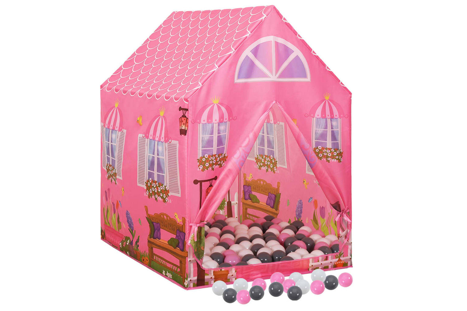 vidaXL 3107750 Children Play Tent With 250 Balls Pink 69x94x104cm-2