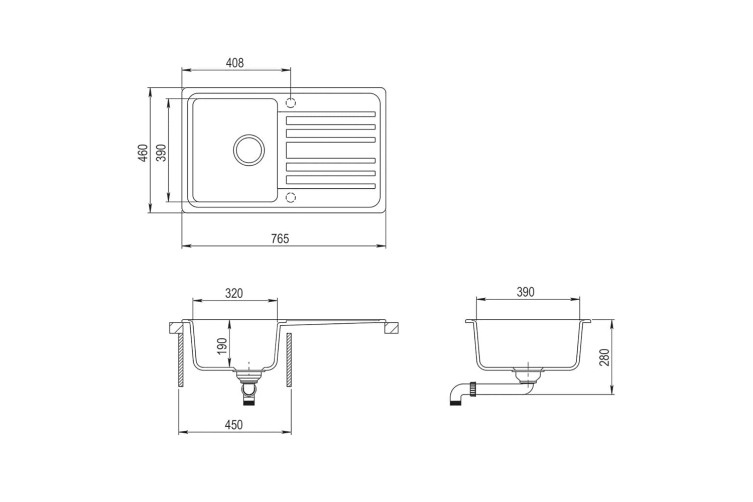 Vidaxl Granite Kitchen Sink Single Basin Beige-6