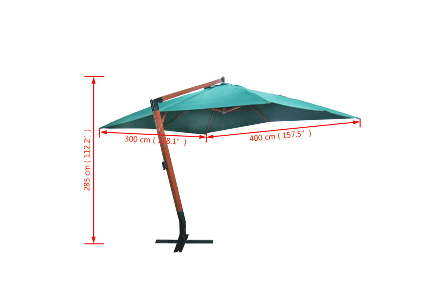 vidaXL 40079 Floating Parasol Melia 300 X 400cm Green-5