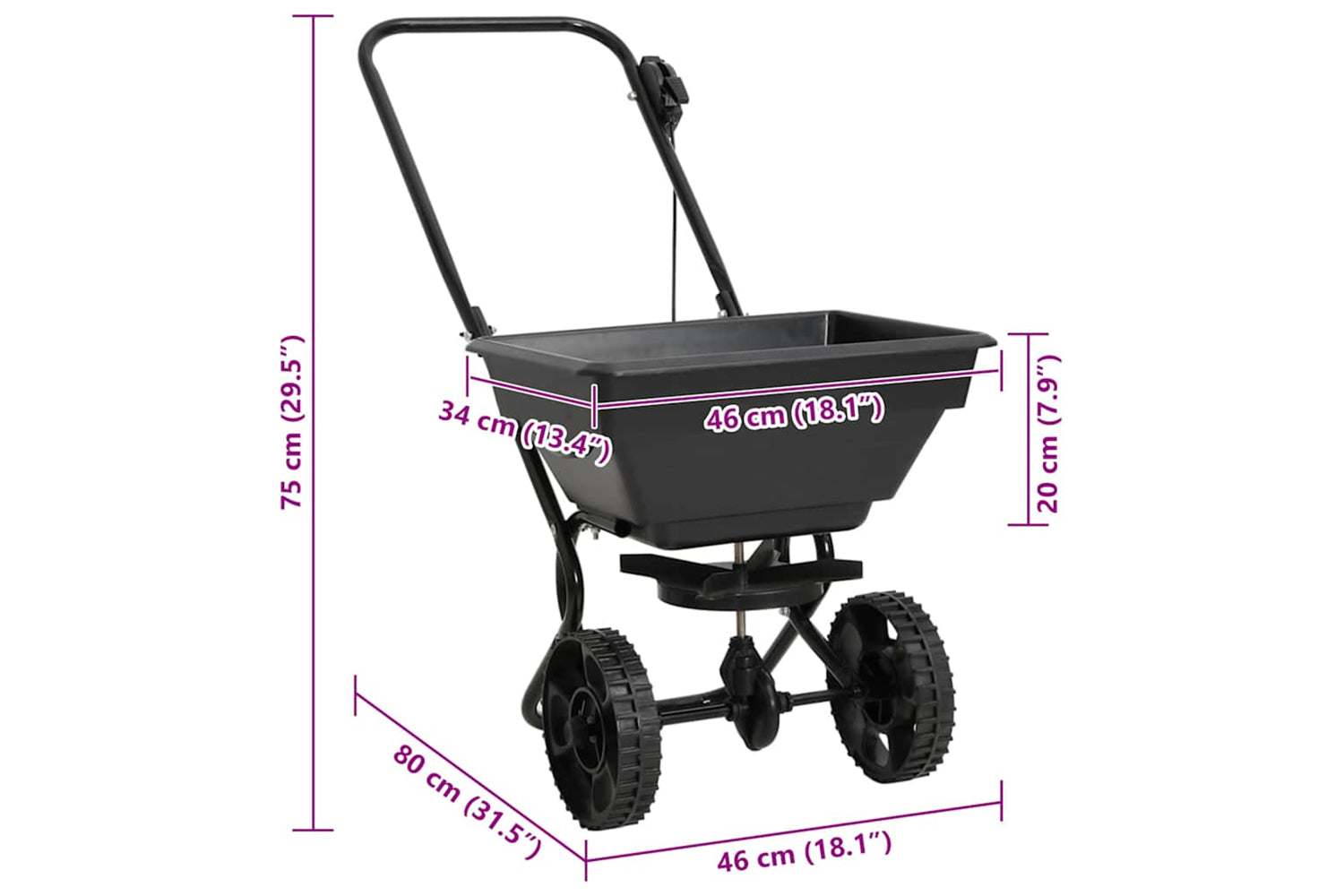vidaXL 142965 Walk Behind Salt Spreader Pvc And Steel 92x46x70cm 15 L-8