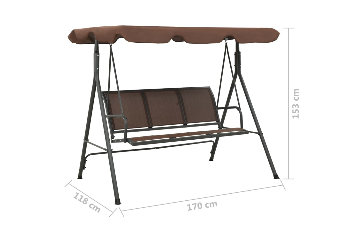 Vidaxl 41422 Garden Swing Bench With Canopy Coffee-7