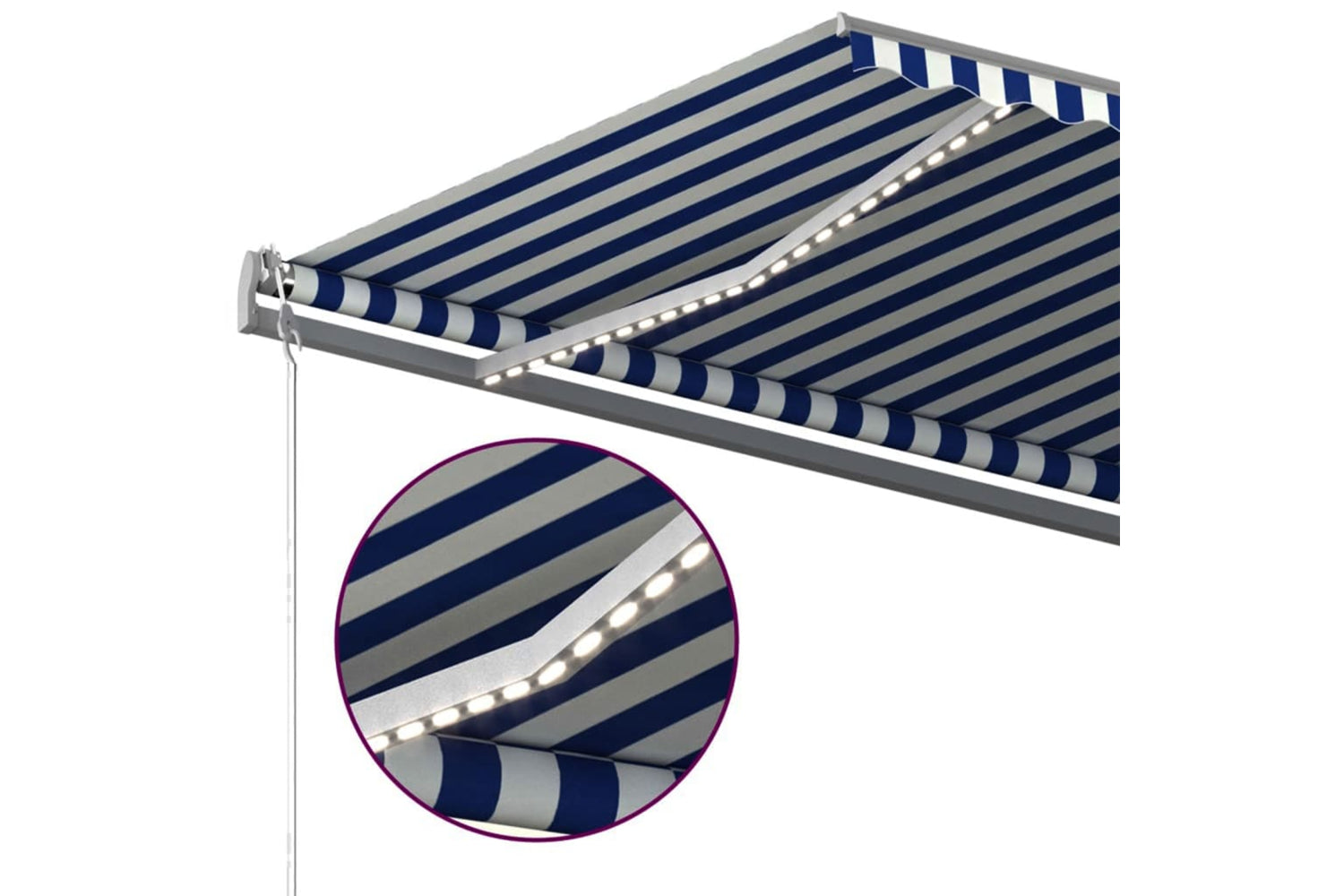 vidaXL 3069801 Manual Retractable Awning With Led 600x300cm Blue And White-6