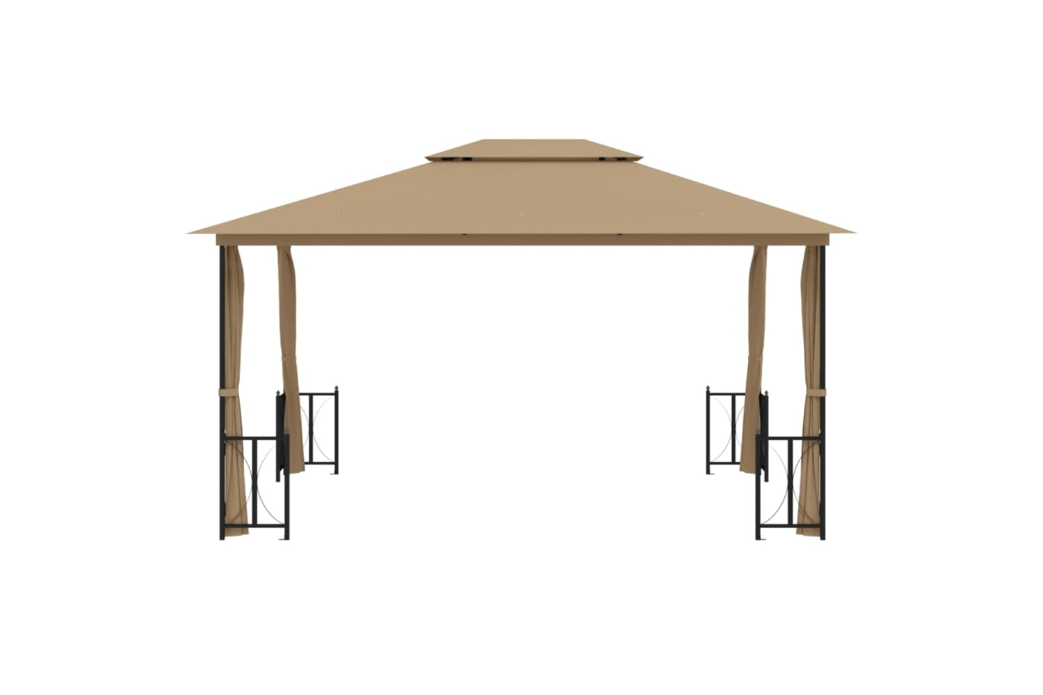 Vidaxl 318545 Gazebo With Sidewalls&double Roofs 3x4 M Taupe-2