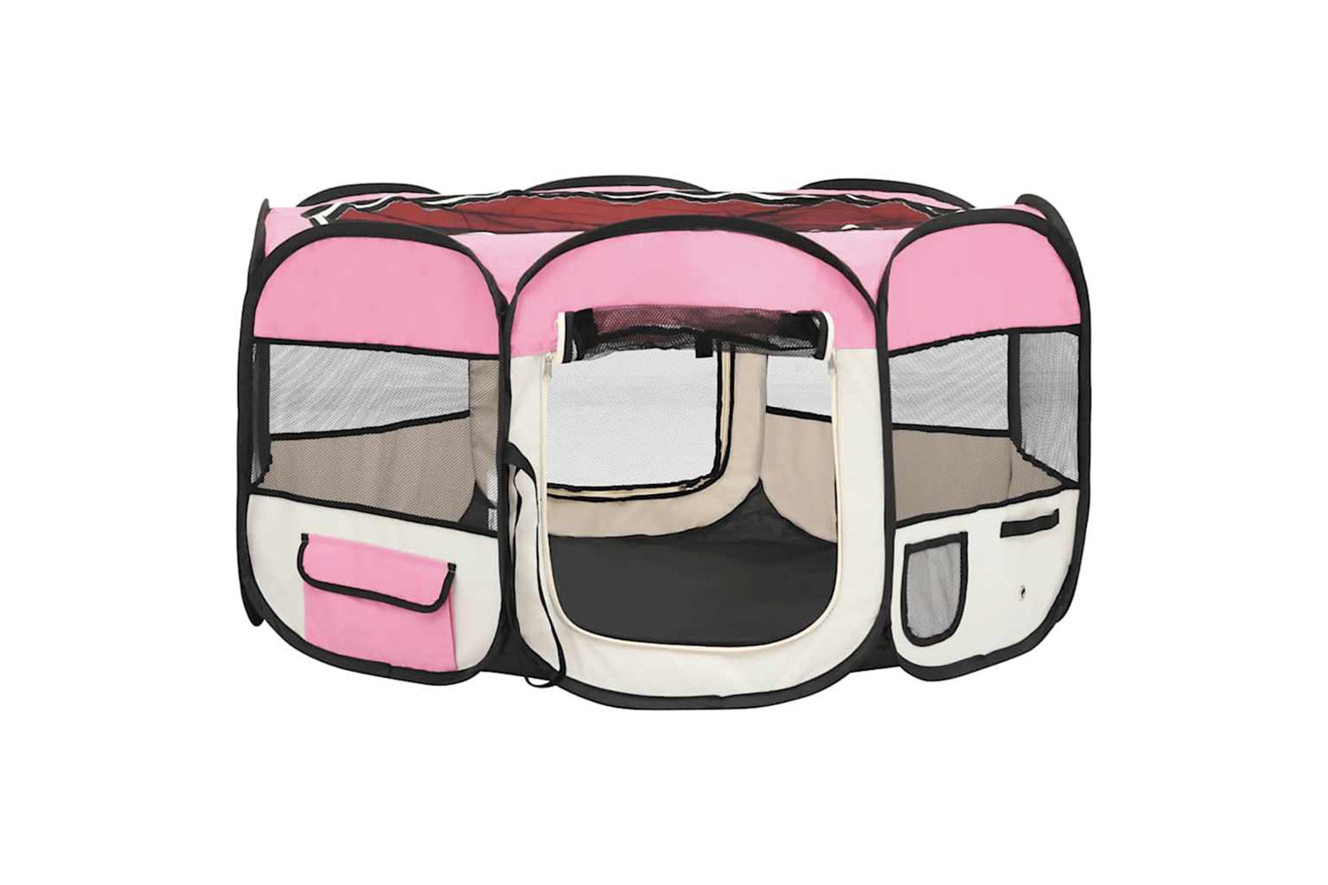 Vidaxl Foldable Dog Playpen With Carrying Bag Pink 125x125x61 Cm-2