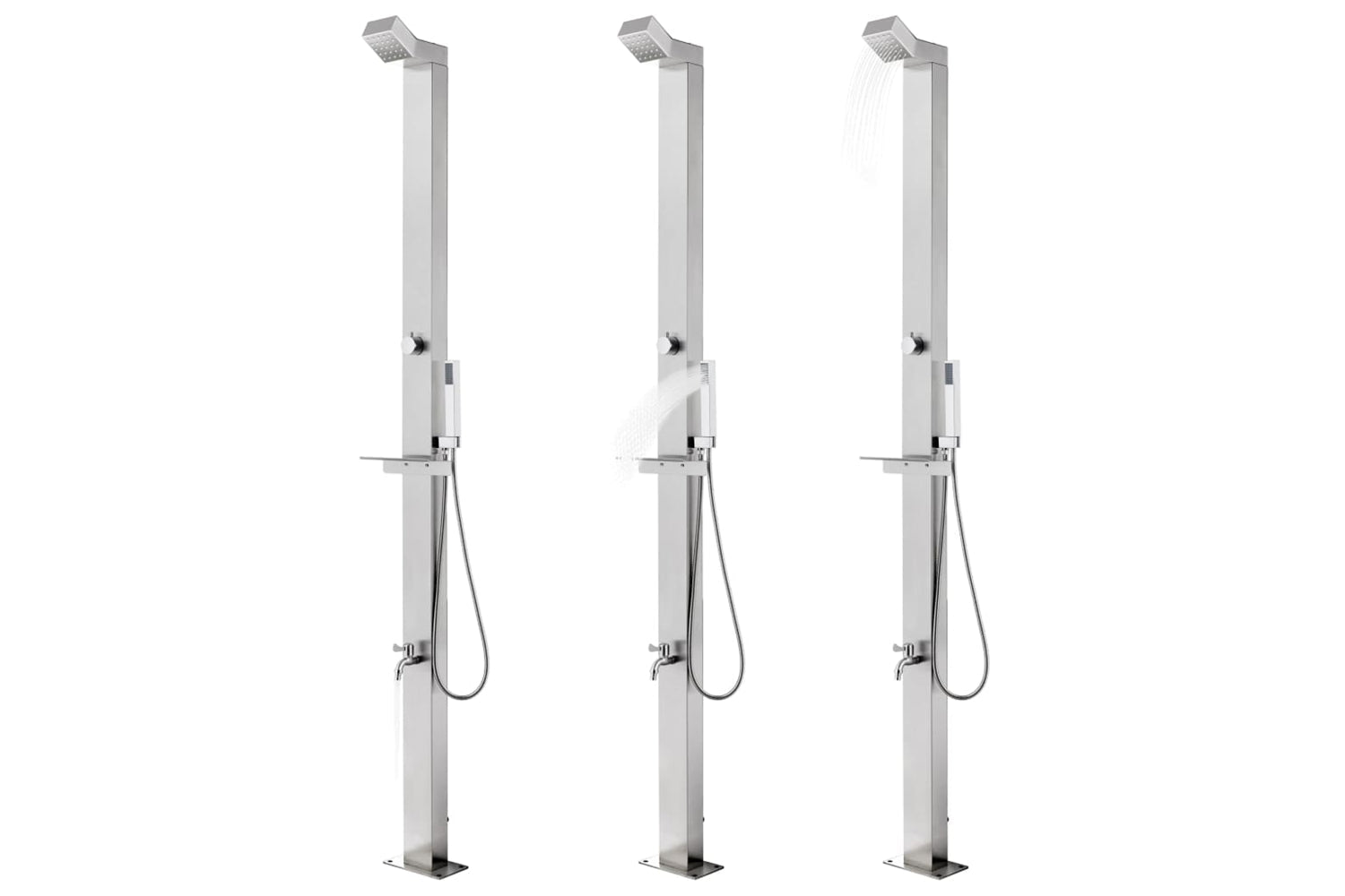 vidaXL 3070782 Garden Shower With Grey Base 225cm Stainless Steel-2