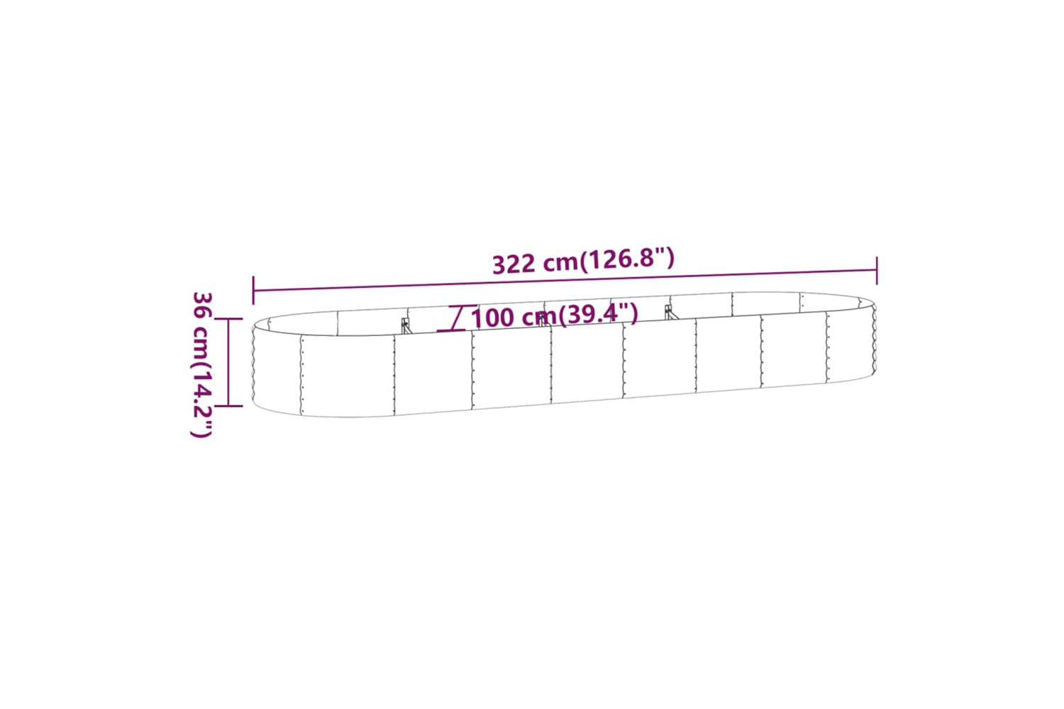 vidaXL 318999 Garden Raised Bed Powder-coated Steel 322x100x36cm Grey-5