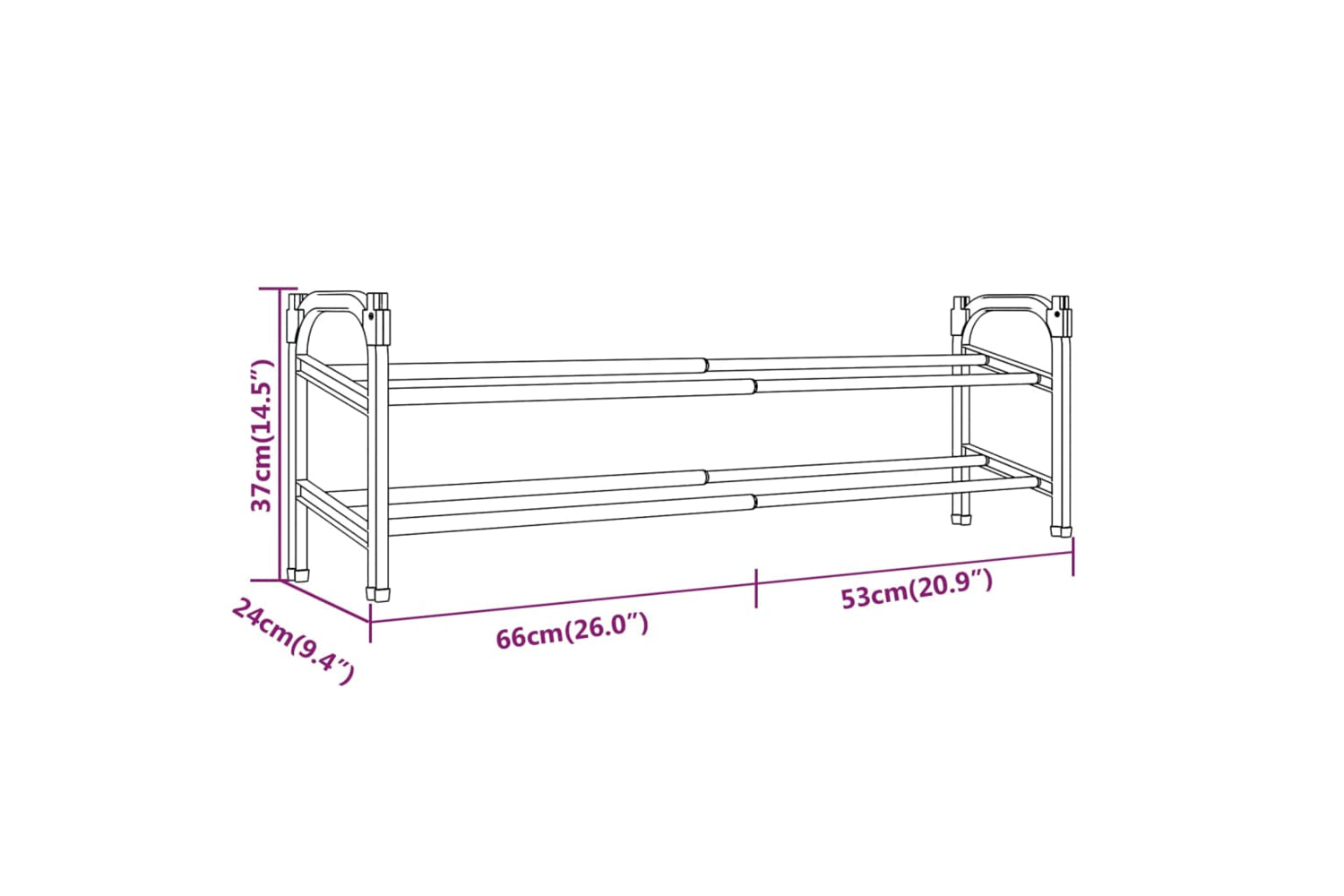 vidaXL 344369 Extendable Shoe Rack With 2 Shelves 119x24x37cm-7