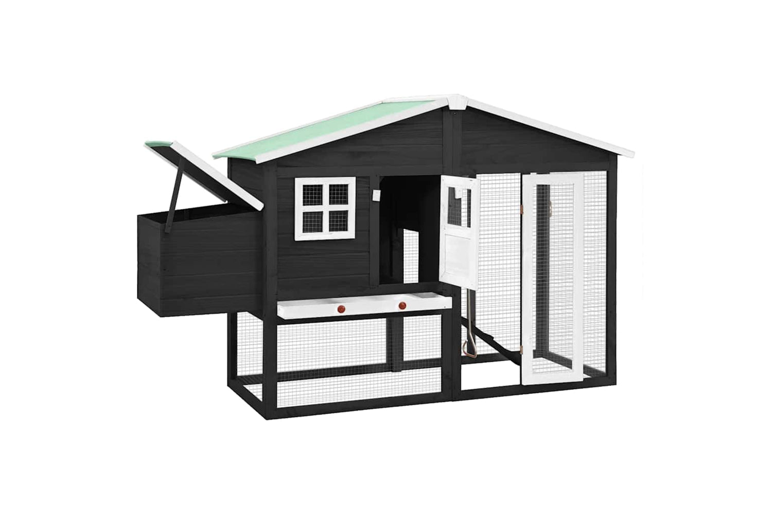 Vidaxl 170865 Chicken Coop With Nest Box Grey And White Solid Fir Wood-2
