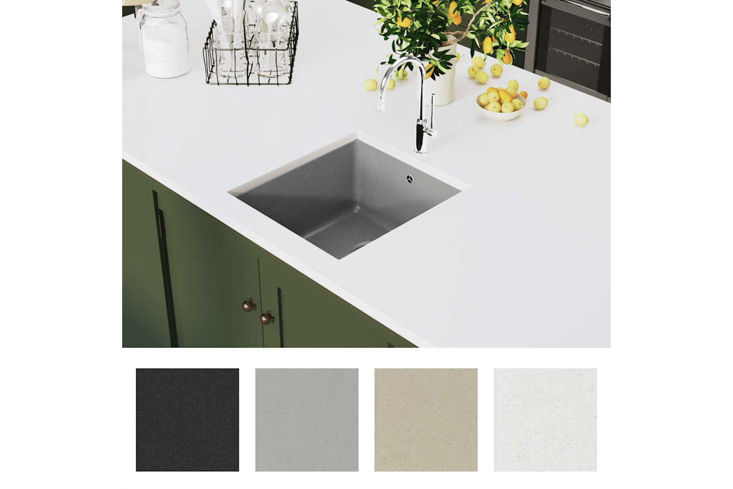 Vidaxl 142961 Granite Kitchen Sink Single Basin Grey-2