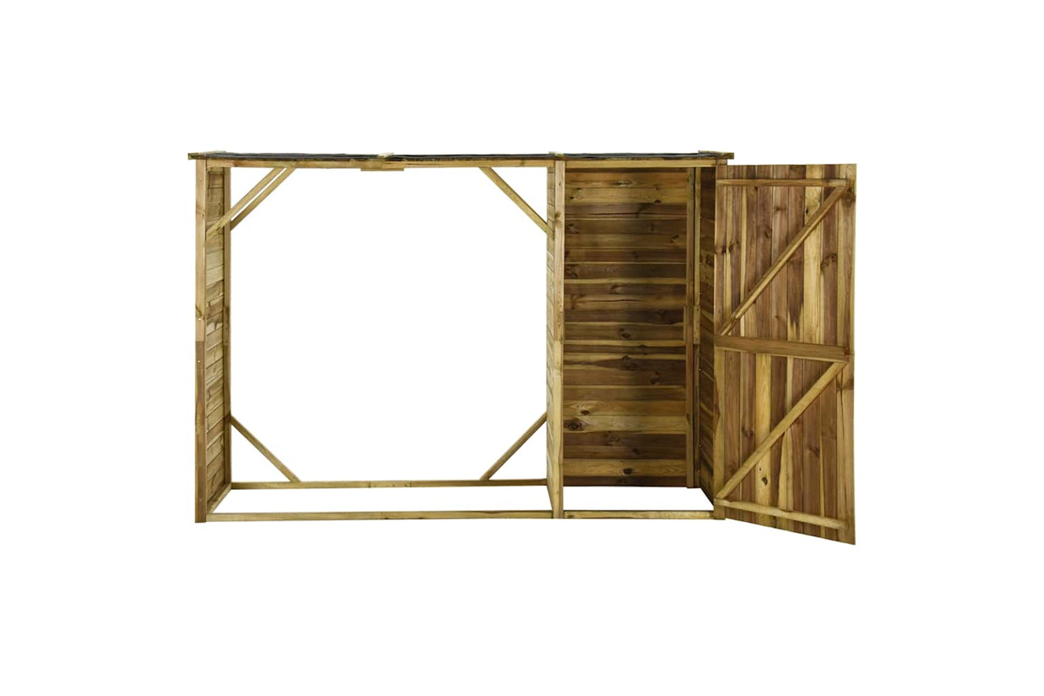 vidaXL 45137 Garden Firewood Tool Storage Shed Pinewood 253x80x170cm-2