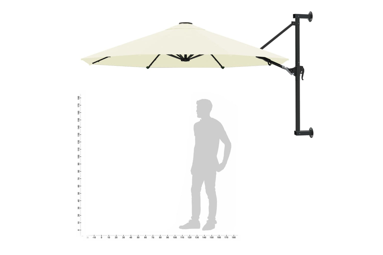 vidaXL Wall-mounted Parasol With Metal Pole 300cm Sand-9