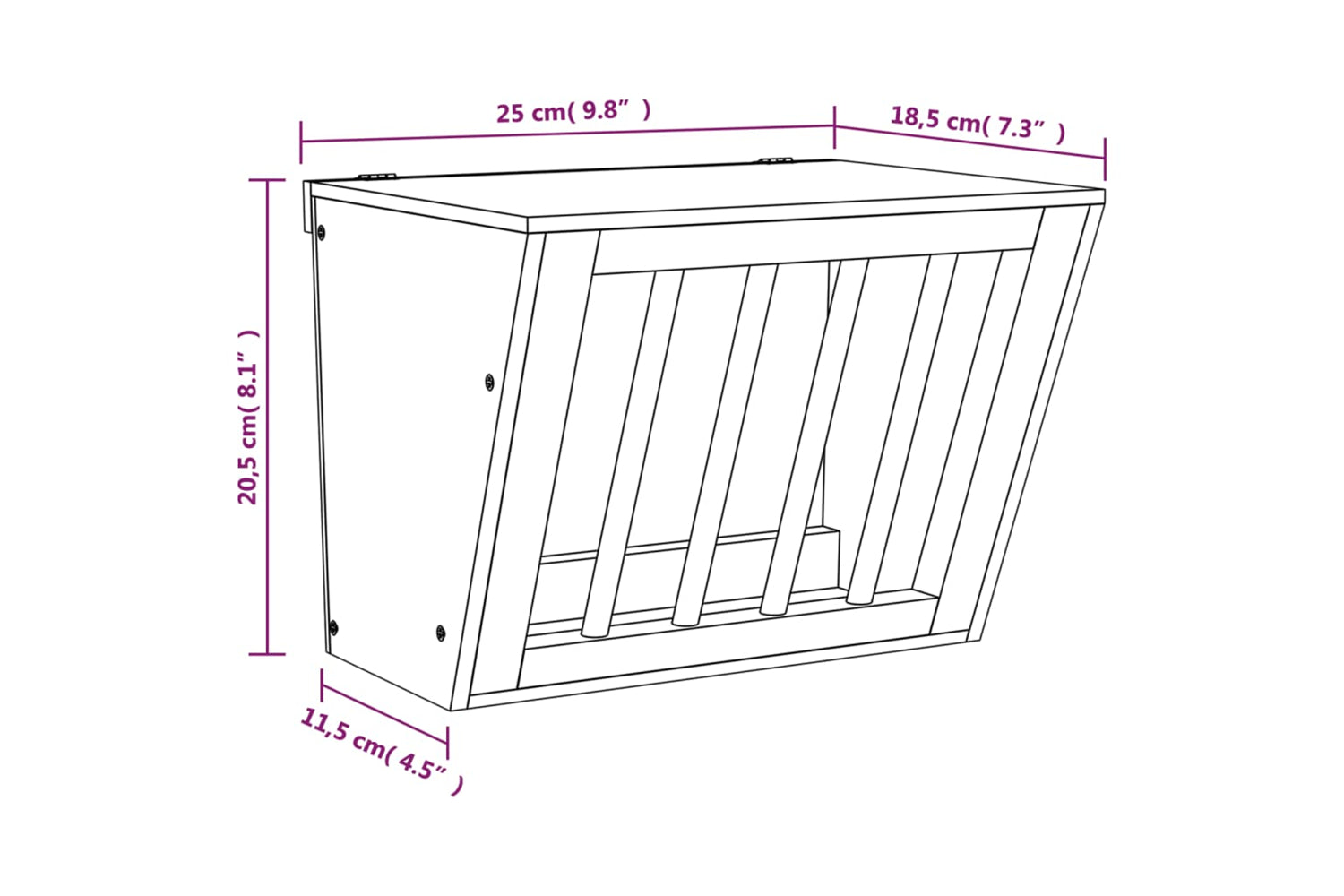 vidaXL 172423 Rabbit Hay Feeder 25x18.5x20.5cm Solid Wood Fir-8