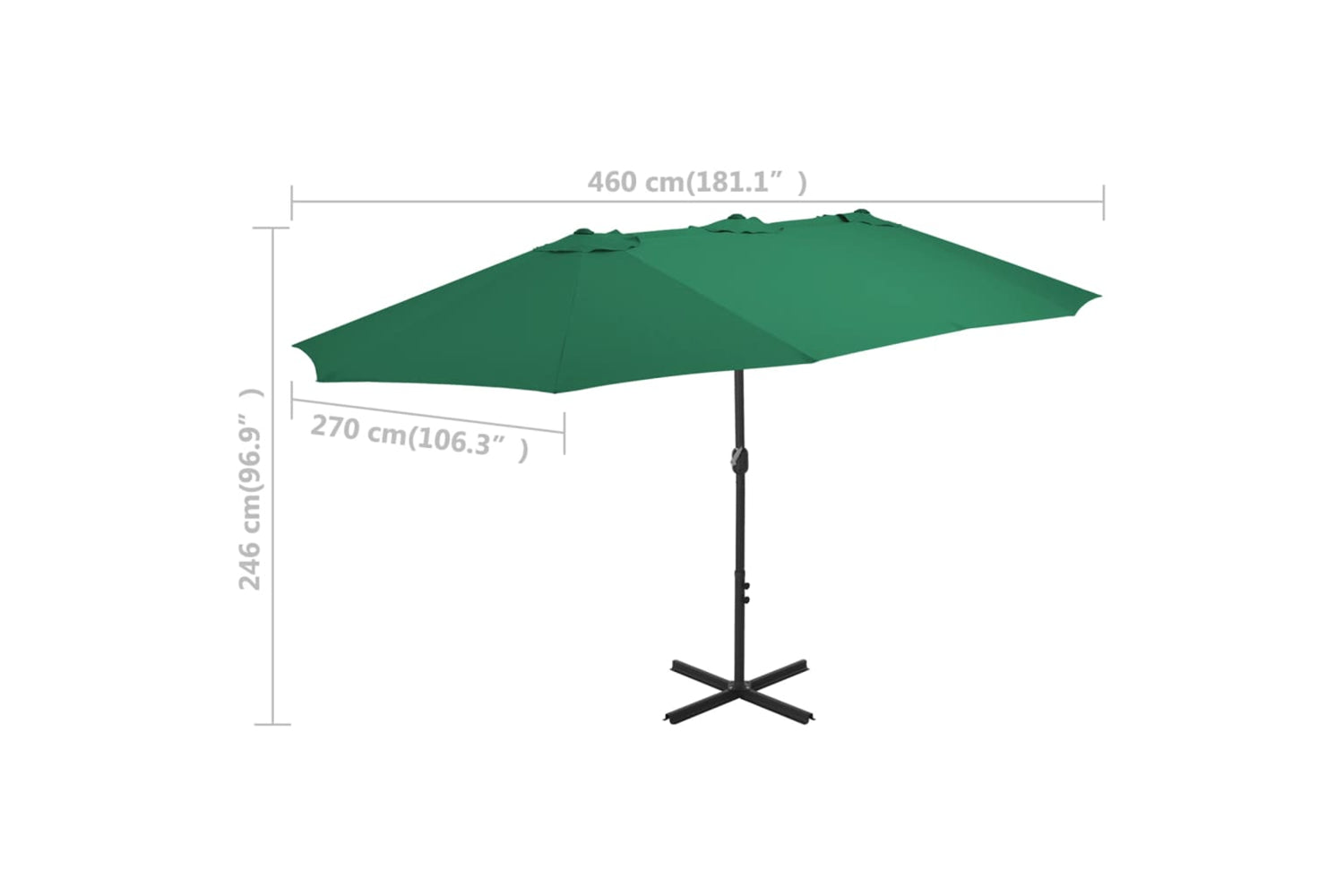 vidaXL 44867 Outdoor Parasol With Aluminium Pole 460x270cm Green-8