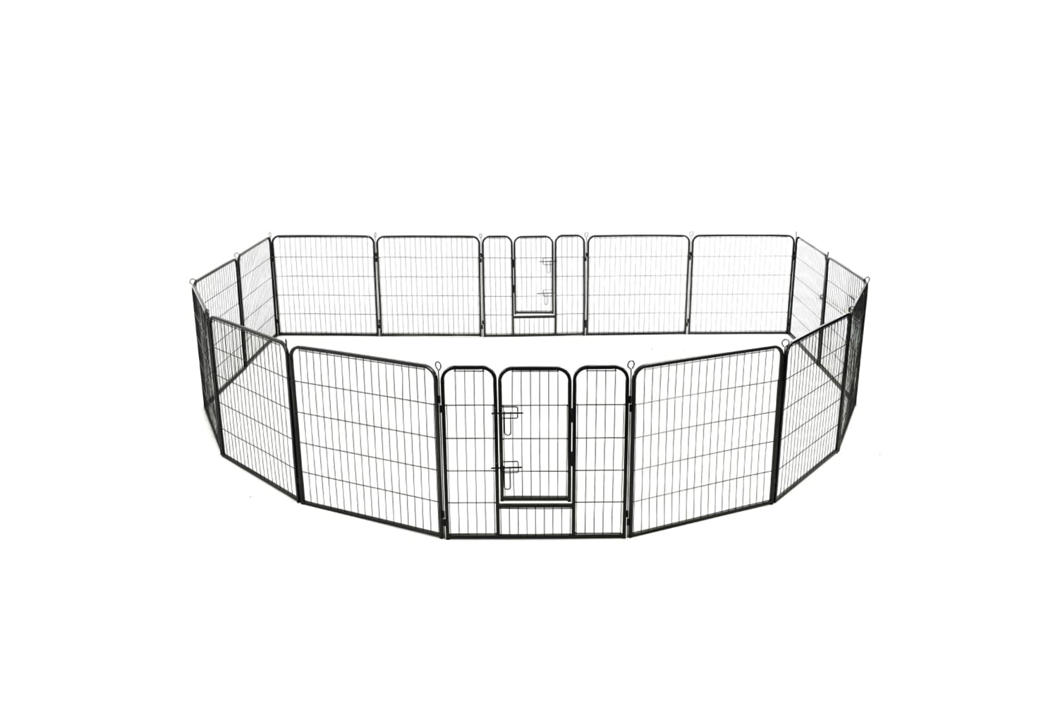vidaXL 275491 Dog Playpen 16 Panels Steel 80x80cm Black-2
