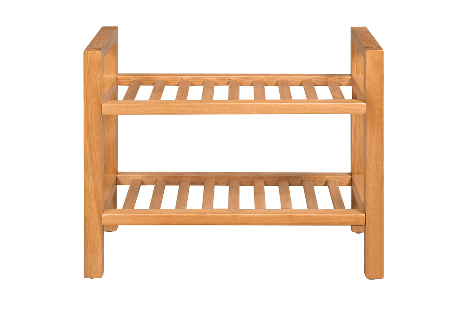 vidaXL 244208 Shoe Rack With 2 Shelves 50x27x40cm Solid Oak Wood-2