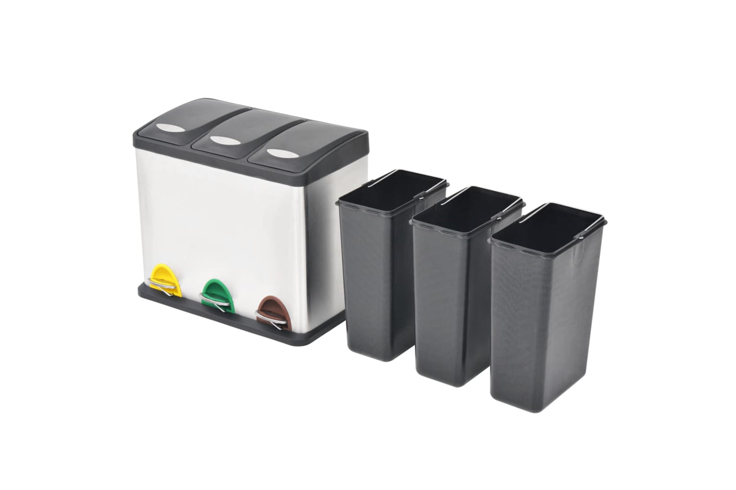 Vidaxl 50601 Recycling Pedal Bin Garbage Trash Bin Stainless Steel 24 L-2