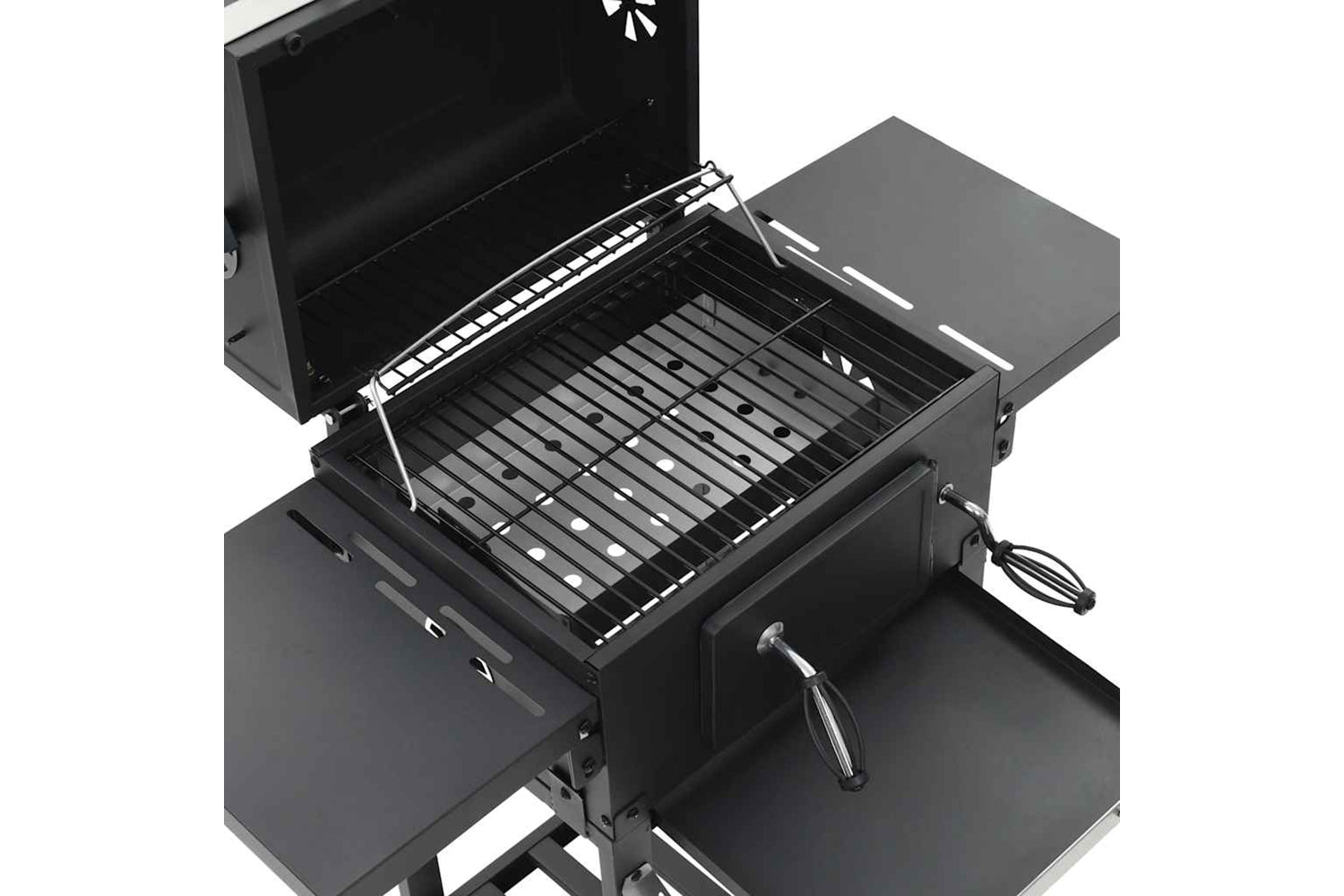 Vidaxl Charcoal-fueled Bbq Grill With Bottom Shelf Black-7